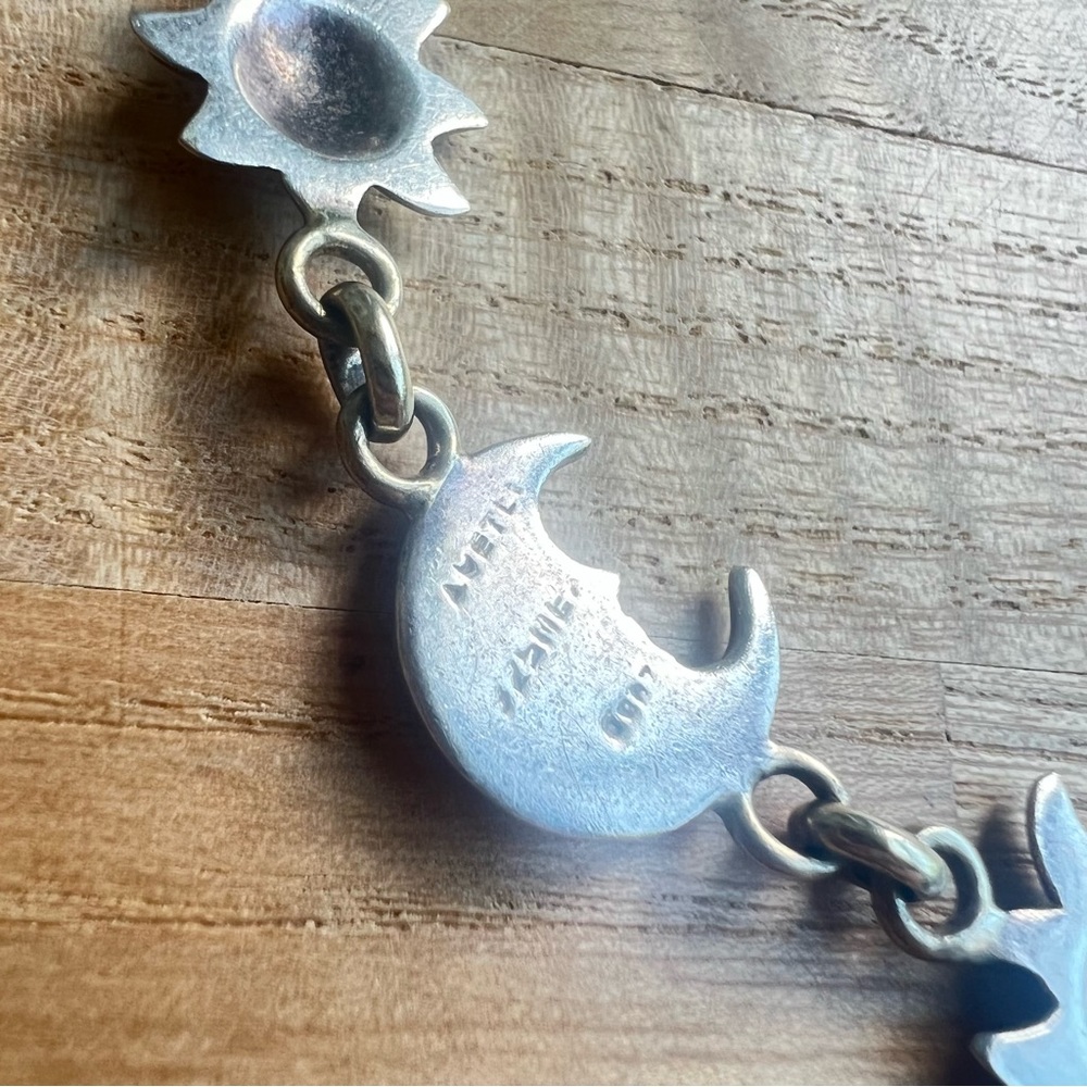Vintage toztli designer Mexico 925 Sterling silver necklace sun moon - Picture 8 of 11